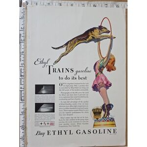 Vintage 1932 Ethyl Gasoline Corp Advertisement "Trains Gasoline to Do Its Best"